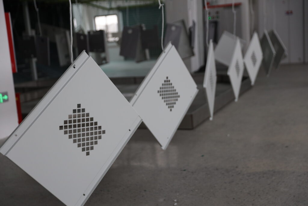 Powder coating curing oven on production line